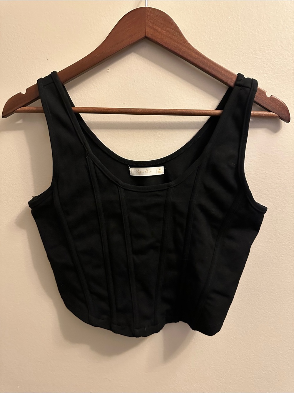 Sugar Black Corset-Style Cropped Tank Top